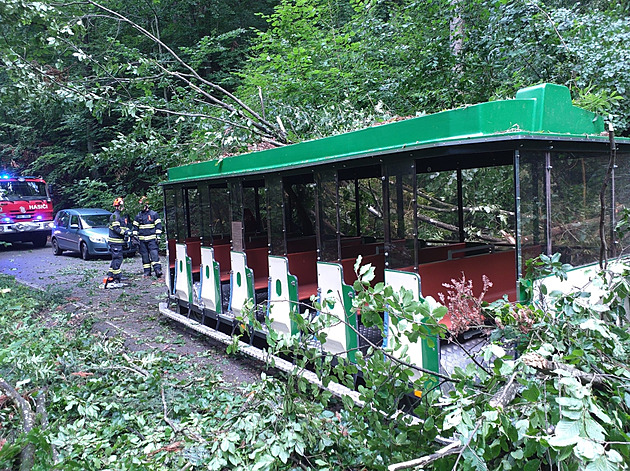 Na turistický vláček v Moravském krasu spadl strom. Cestovalo v něm 14 lidí