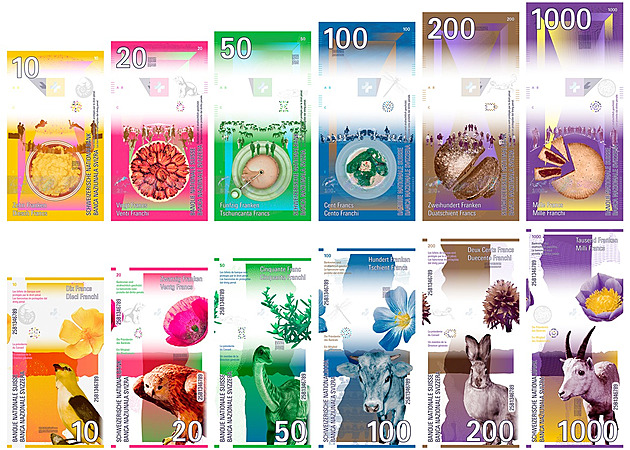 Švýcarské franky čeká nový vzhled. Ve hře je dvanáct návrhů